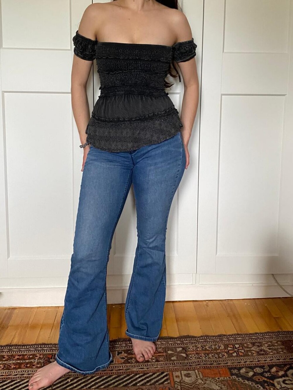 Free People Pull On  Blue Flare Jeans